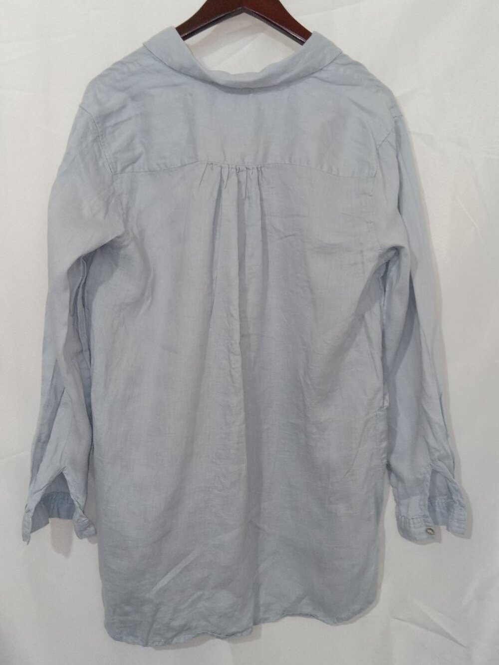 Magaschoni Linen Lagenlook Top Blue Oversized Tunic Womens L - Picture 6 of 12